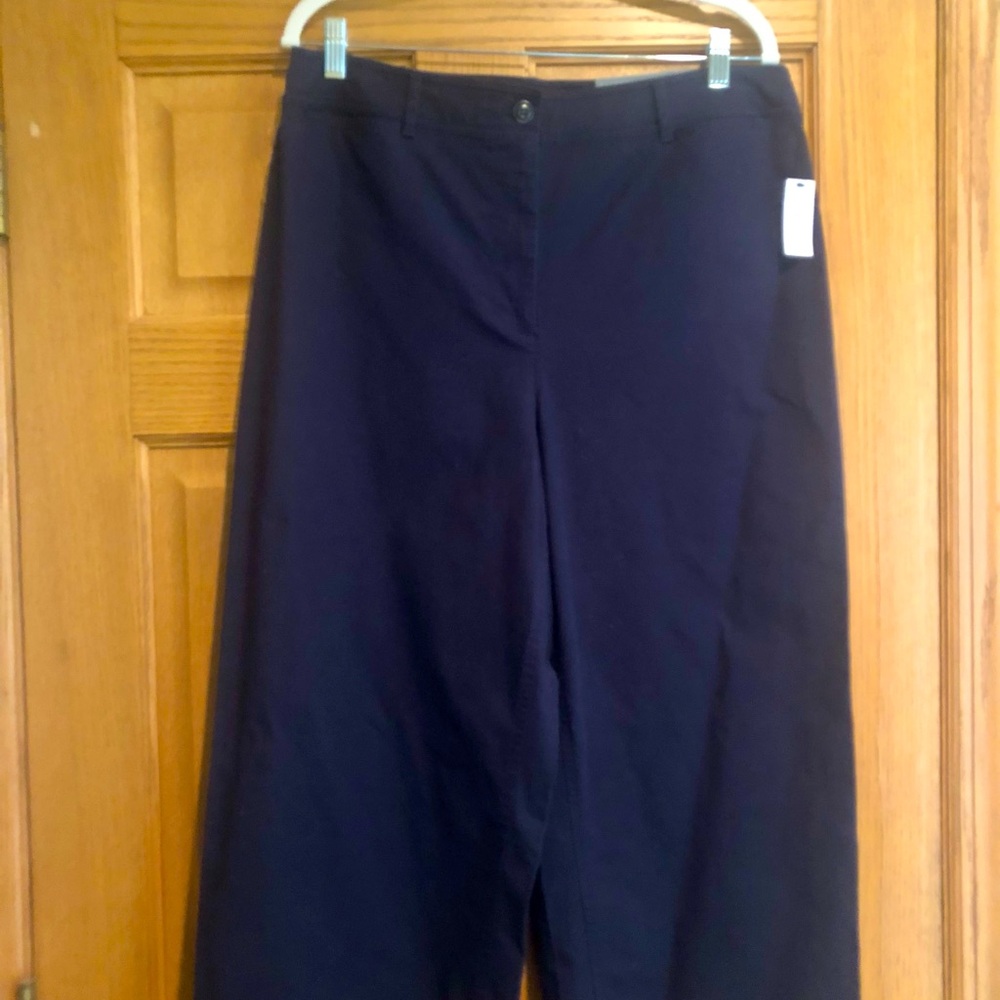 Talbots cropped wide leg navy pants
